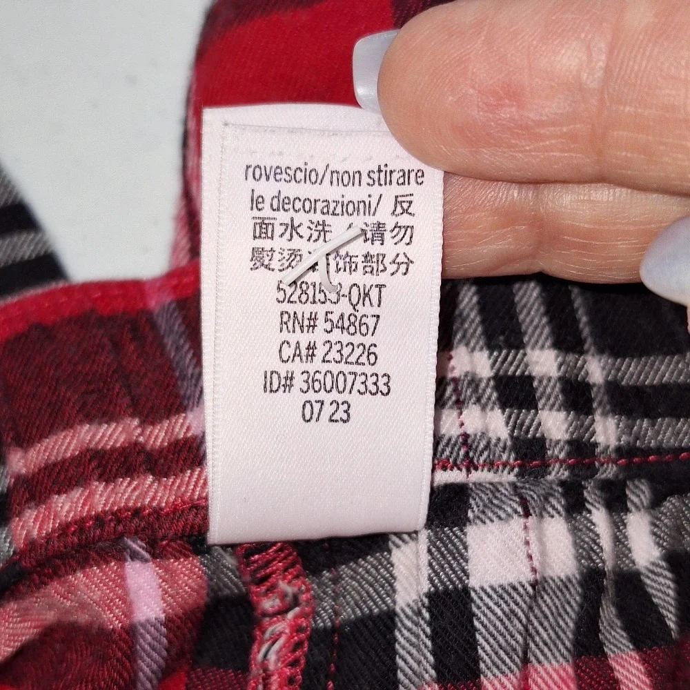 Cozy Plaid Pajama Joggers Victoria's Secret Large Red Black Pants Cuffed Ankles